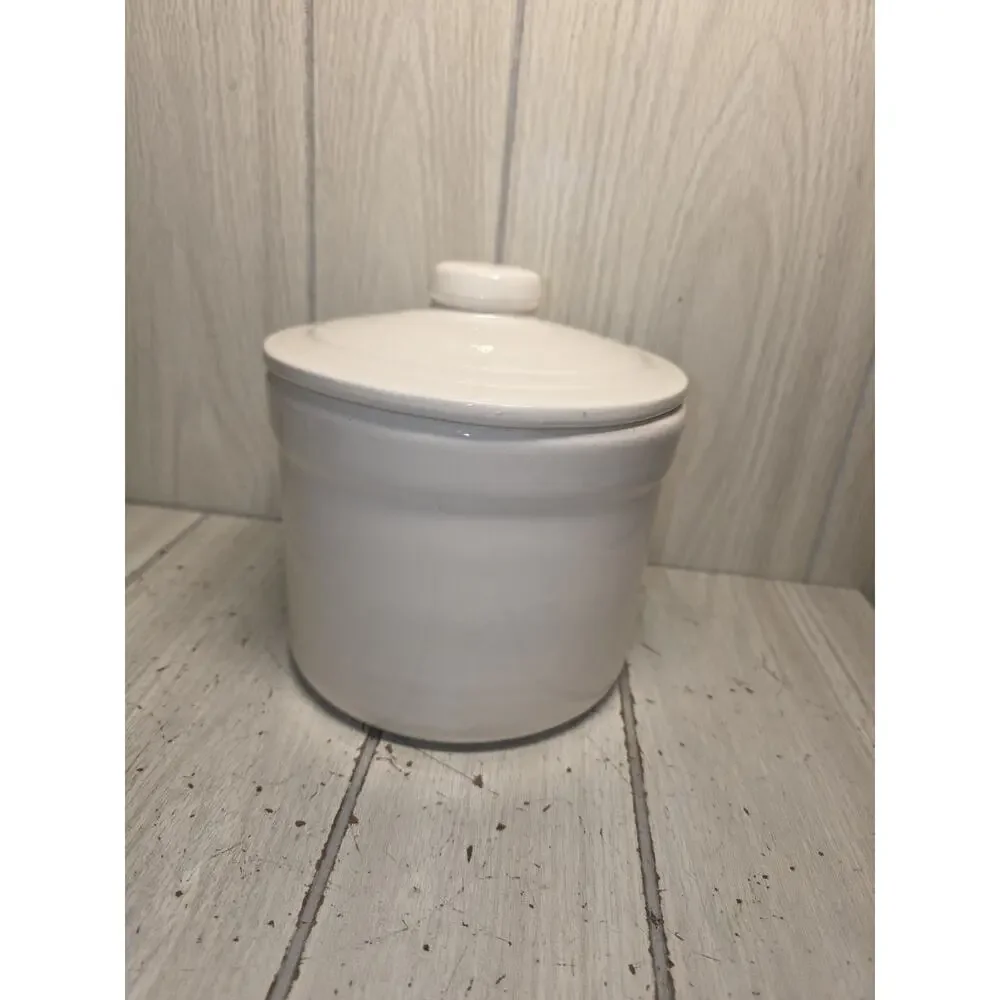 Vintage Pink Heart Flower Croc Canister USA Made 7